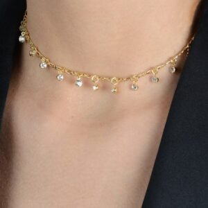 Chocker Dourada Pontos de Luz com Extensor